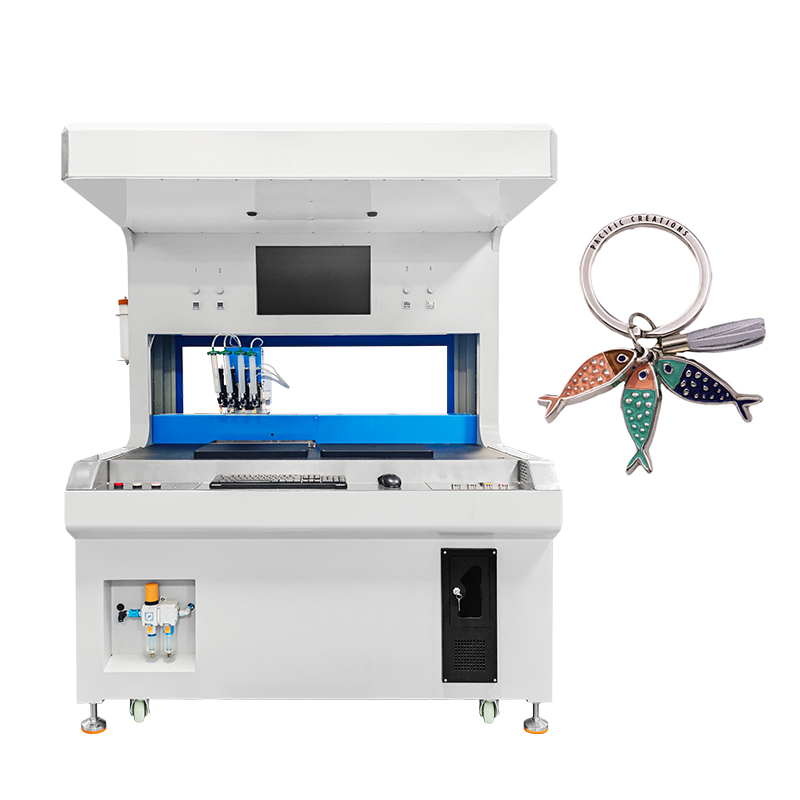 4 Colors Two Stations Visual Coloring Enamel Lapel Pins Painting Filling Machine for Dispensing Jewellery Metal Label