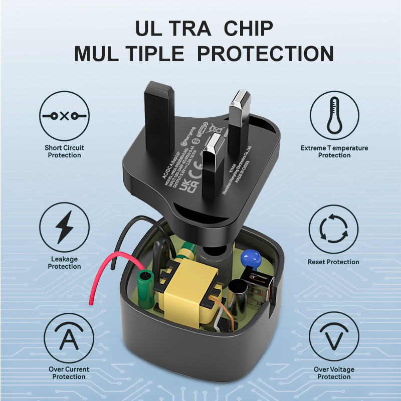 كتلة شاحن USB من النوع البريطاني 5V 2A