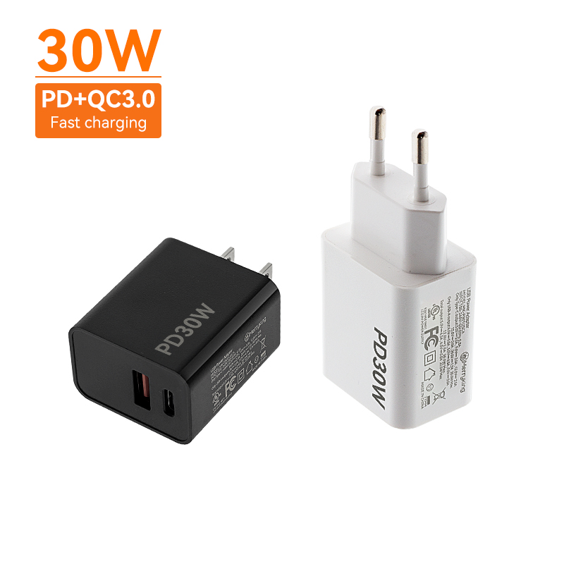 Πρότυπος Φορτιστής Ηνωμένων Πολιτειών 30W PD Γρήγορης Φόρτισης με Διπλές Θύρες