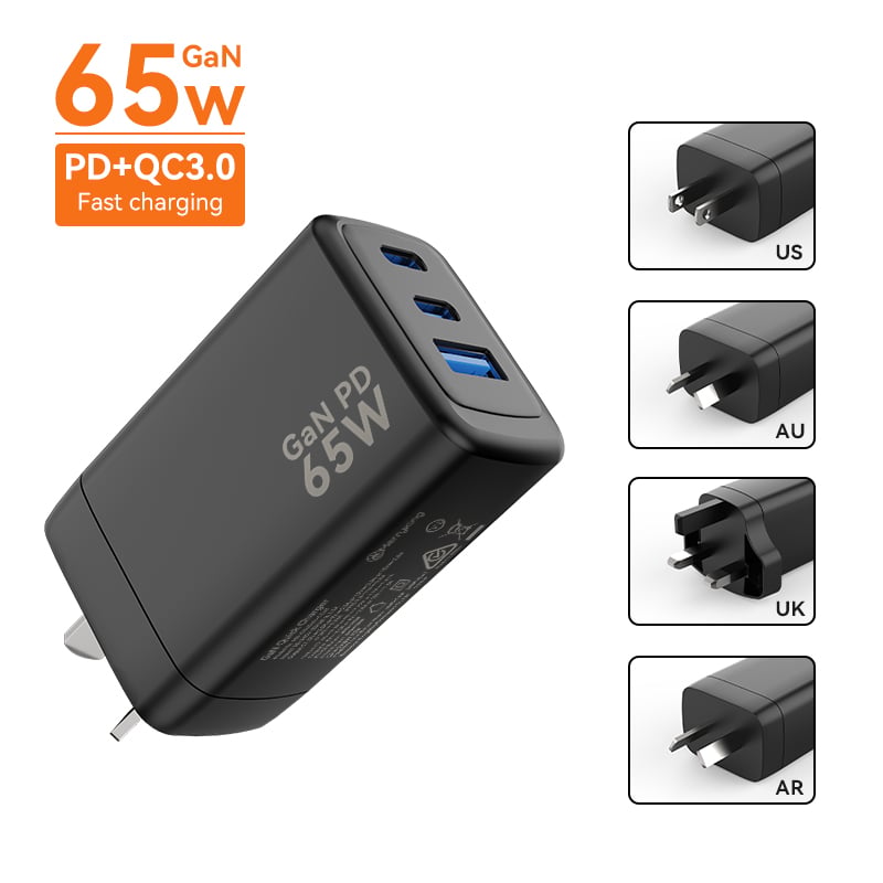 Avustralya Tipi 65W 2C 1A GaN Şarj Cihazı