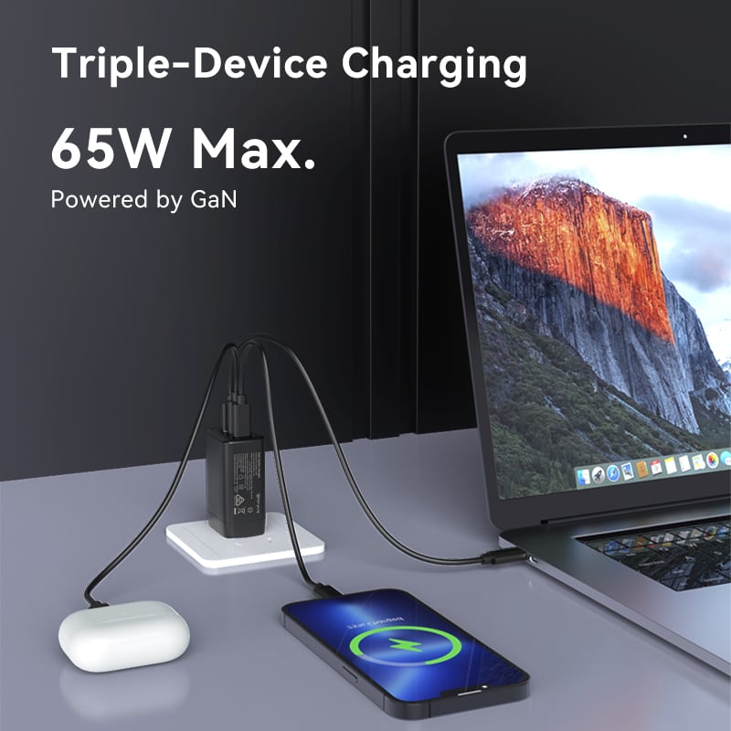 Avustralya Tipi 65W 2C 1A GaN Şarj Cihazı
