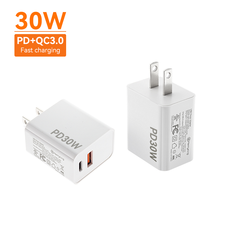 Πρότυπος Φορτιστής Ηνωμένων Πολιτειών 30W PD Γρήγορης Φόρτισης με Διπλές Θύρες