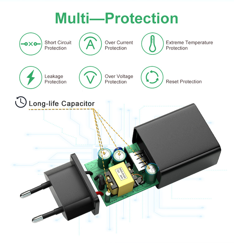 EU Plug 5V 800mA Dual USB A Charger