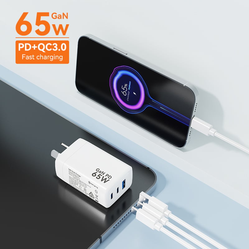 Avustralya Tipi 65W 2C 1A GaN Şarj Cihazı