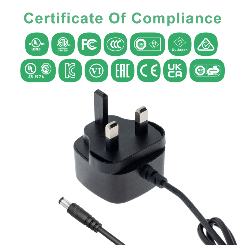 Suurbritannia pistik 9V 1,5A Seinale paigaldatav toiteadapter
