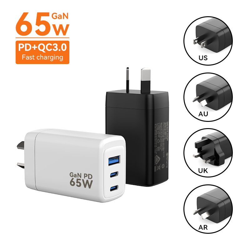 Avustralya Tipi 65W 2C 1A GaN Şarj Cihazı