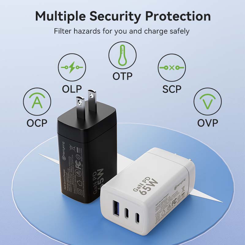 Incarcator rapid GaN cu 65W, 3 in 1, priza americană
