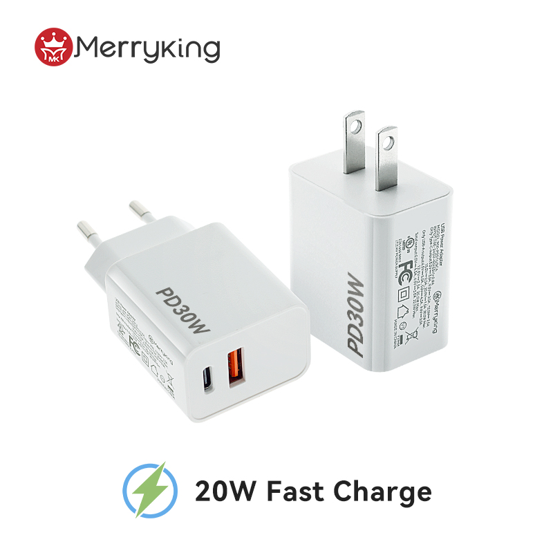 Πρότυπος Φορτιστής Ηνωμένων Πολιτειών 30W PD Γρήγορης Φόρτισης με Διπλές Θύρες
