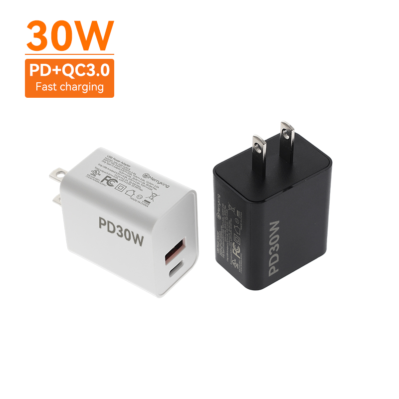 Πρότυπος Φορτιστής Ηνωμένων Πολιτειών 30W PD Γρήγορης Φόρτισης με Διπλές Θύρες