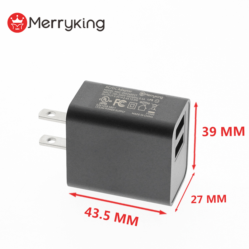 US dugó 5 V 500 mA USB A dupla töltő