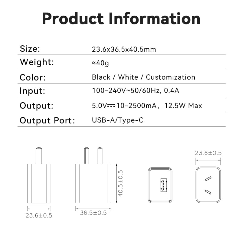Nabíjačka s argentinánskou zástrčkou 5 V 500 mA cez USB