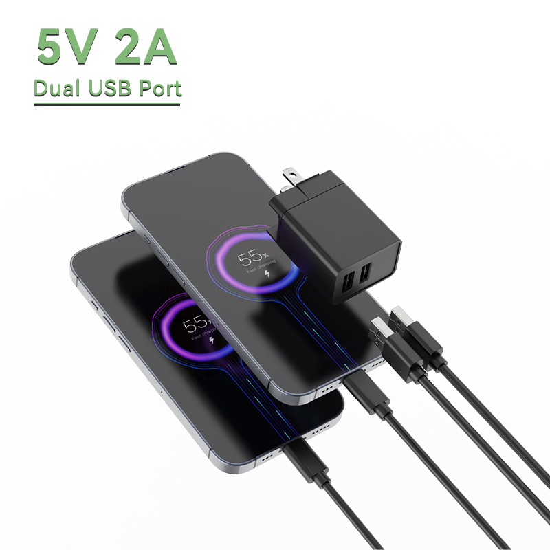 US dugó 5 V 500 mA USB A dupla töltő