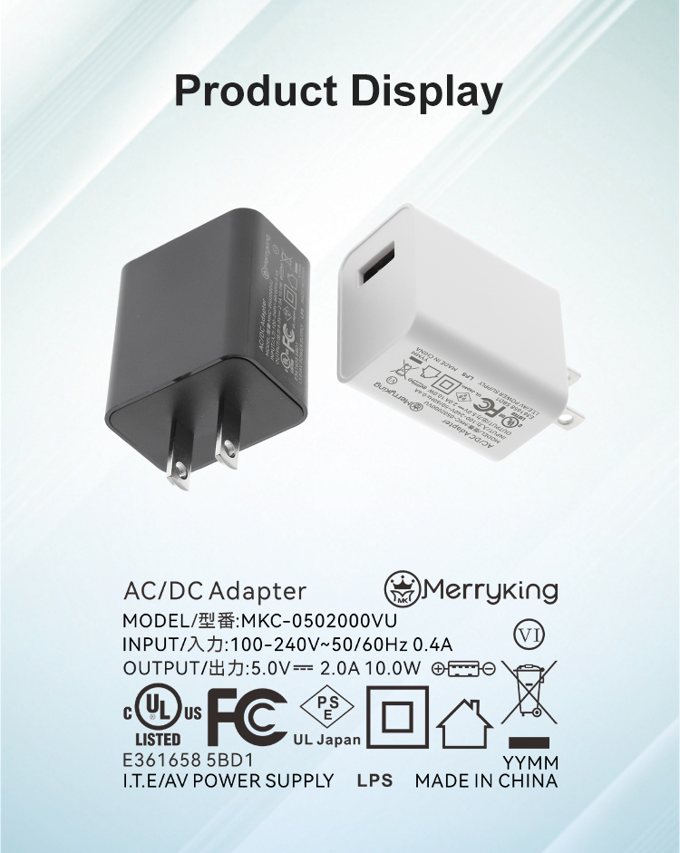 US Standard 5V 0.8A USB A Charger Block