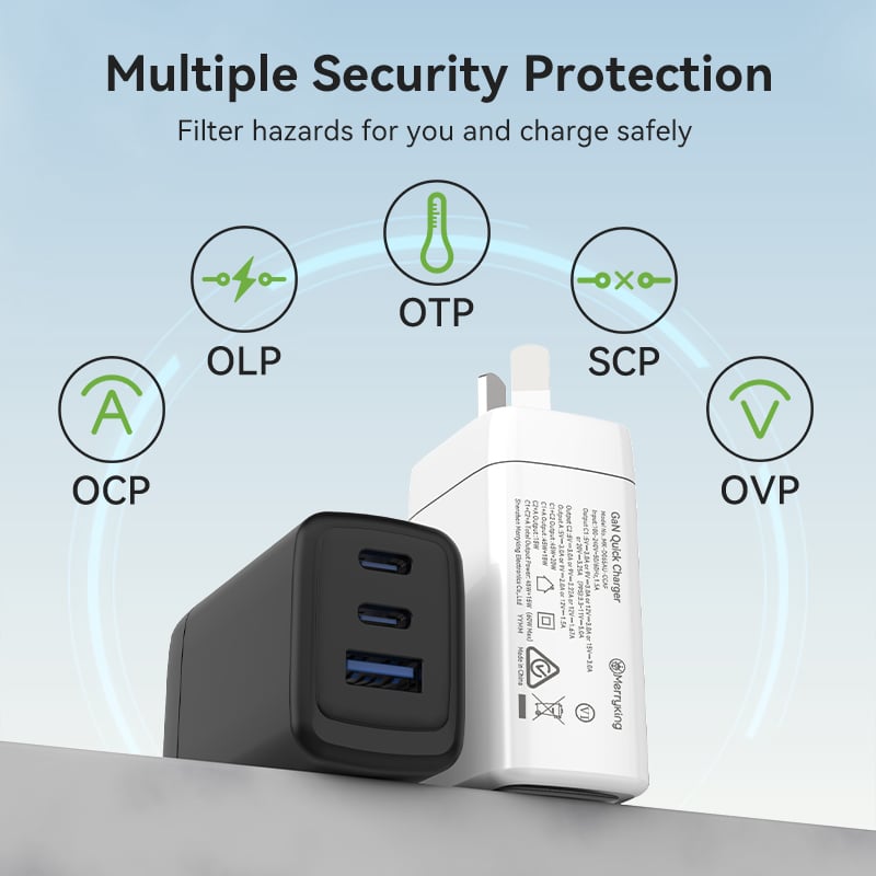 Avustralya Tipi 65W 2C 1A GaN Şarj Cihazı