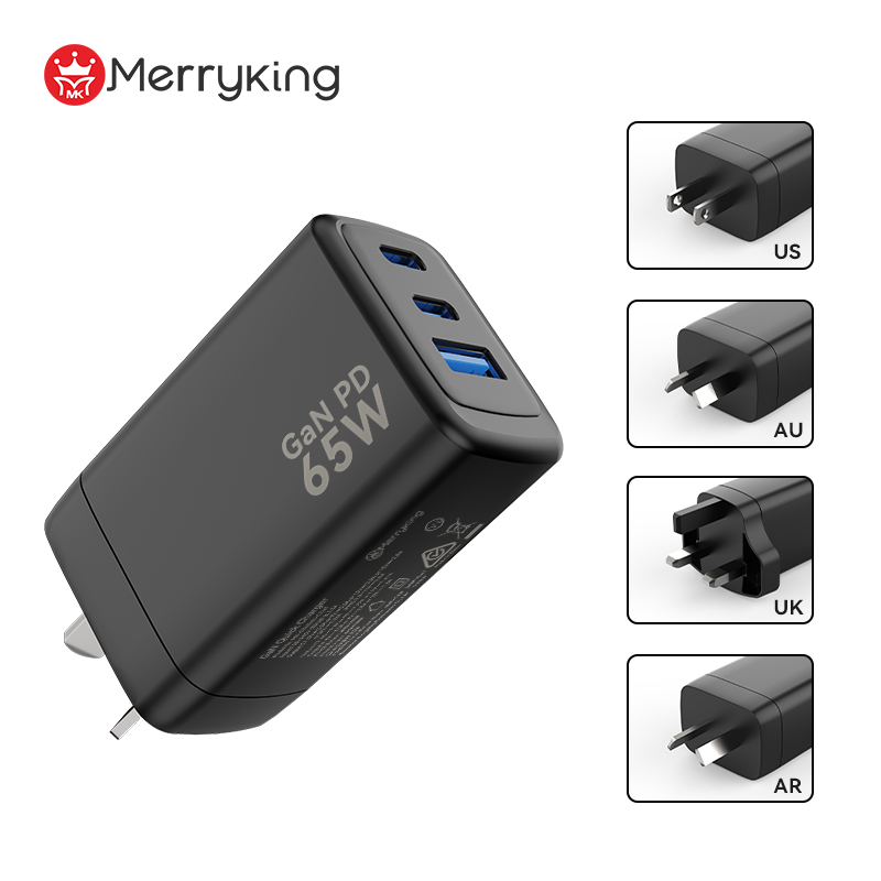 Avustralya Tipi 65W 2C 1A GaN Şarj Cihazı
