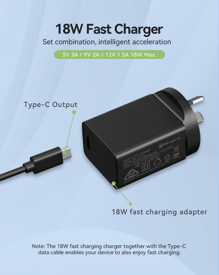 AU Plug Type-c 18W Fast Charger
