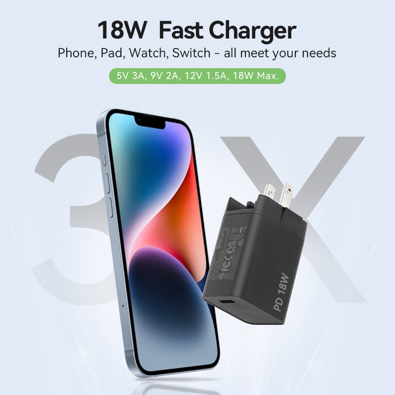 Interchangeable Plug Type-c 18W Fast Charger