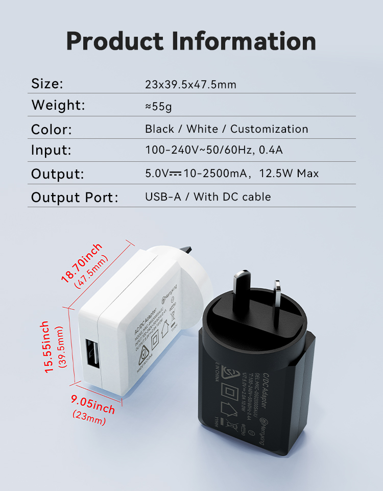 Australian Standard 5Volt 1.5Amp charger block
