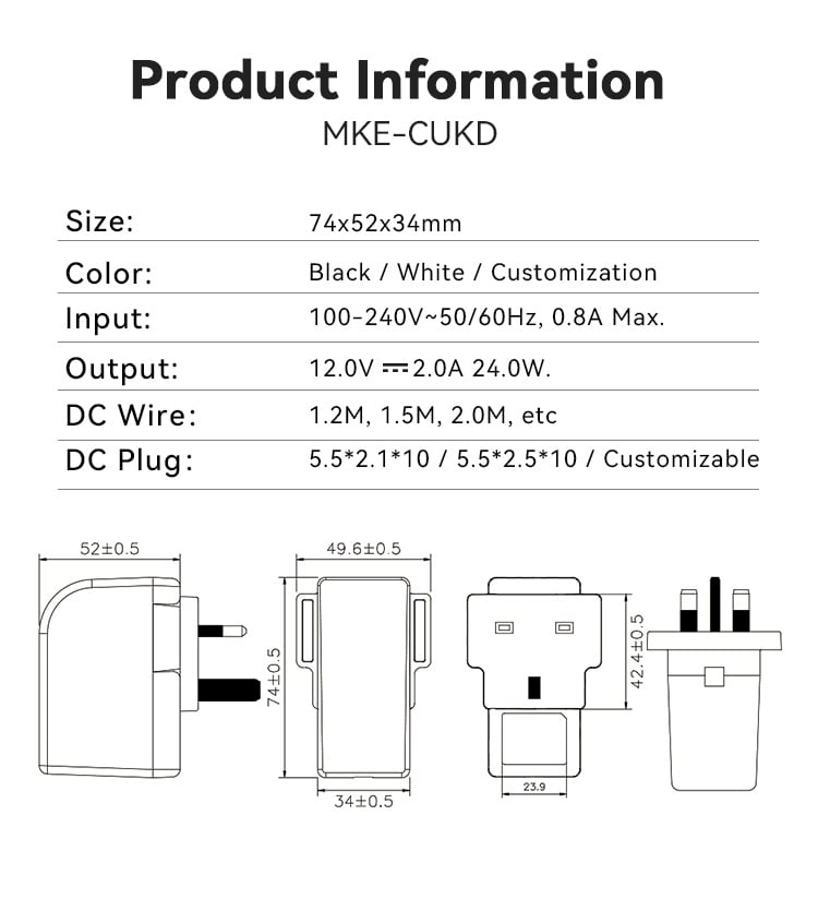 UK Plug 15V 2A Power Adaptor