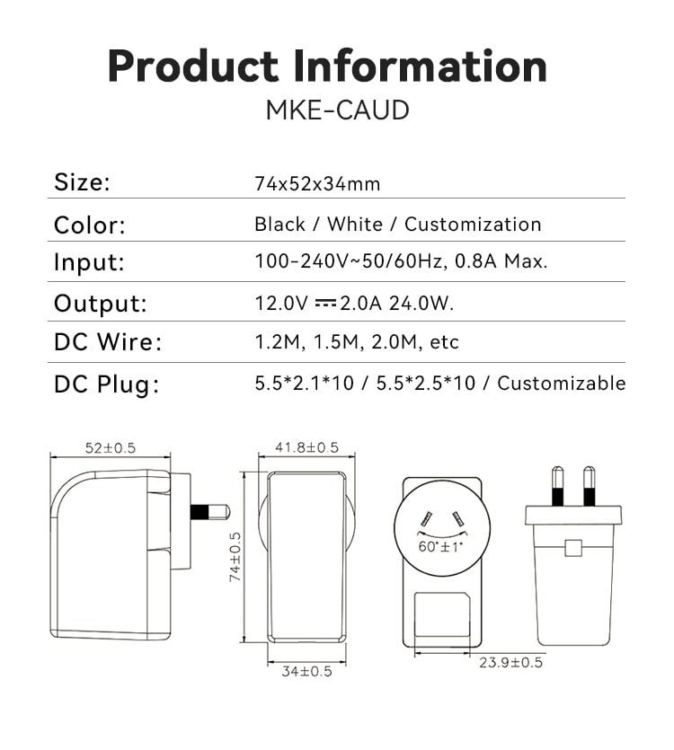 AU Plug 24V 1.5A Power Adapter