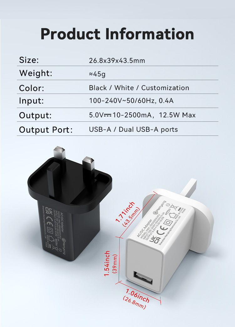 UK Type 5V 1.2A Portable Charger