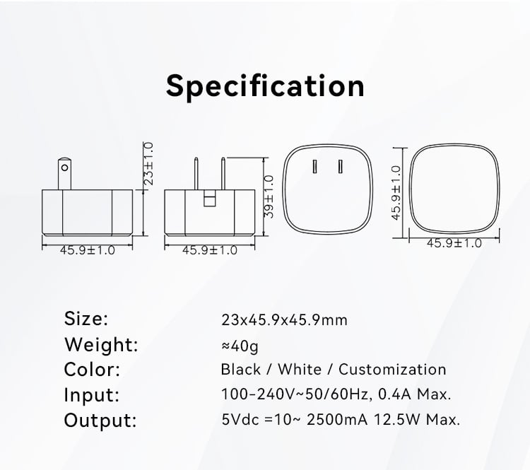 US Type 5V 1A USB Charger Adapter