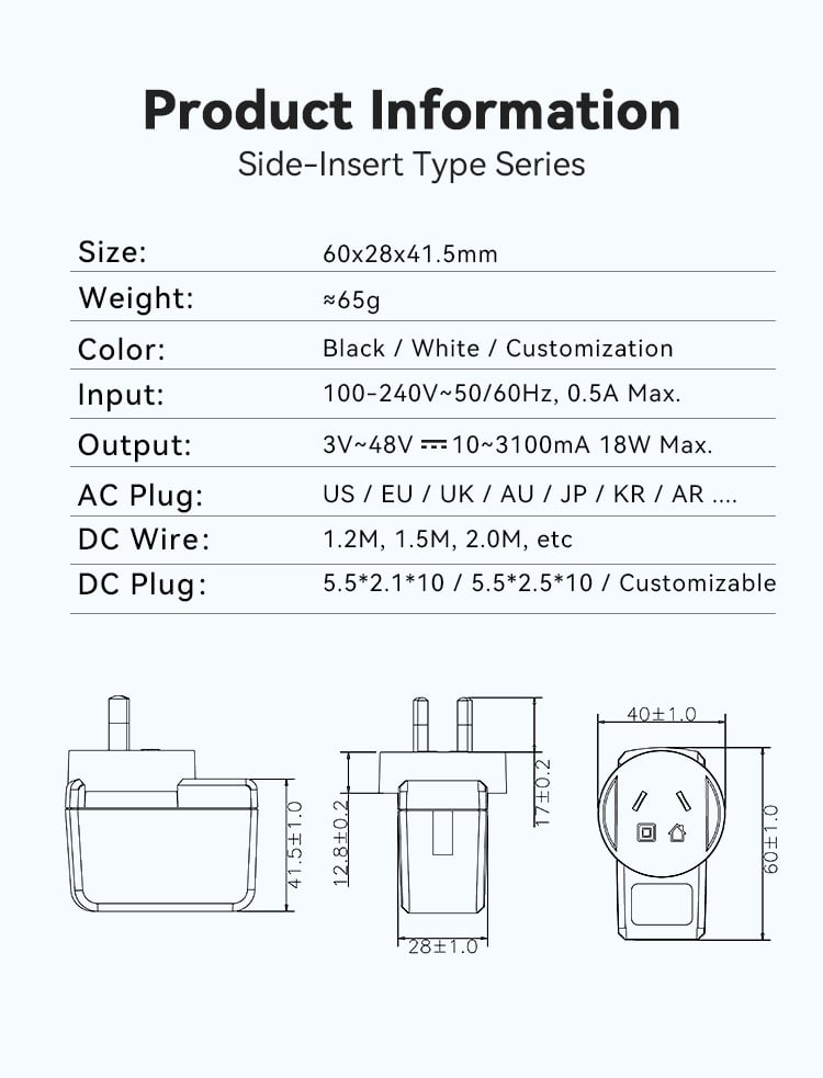 Argentina Plug 18V 1A Power Adapter