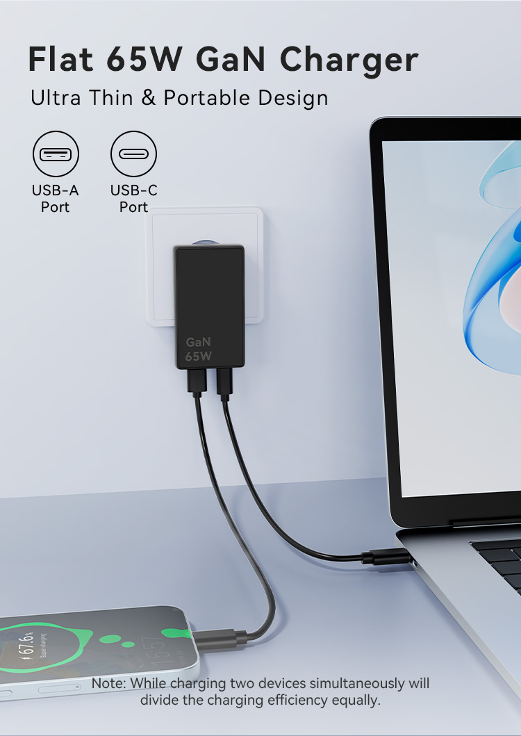 European Plug 65W GaN Ultra Thin Type C Charger