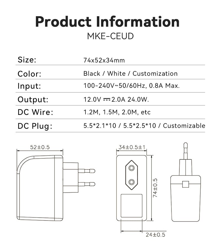 12 Volt 2 Amp Slim Power Adapter