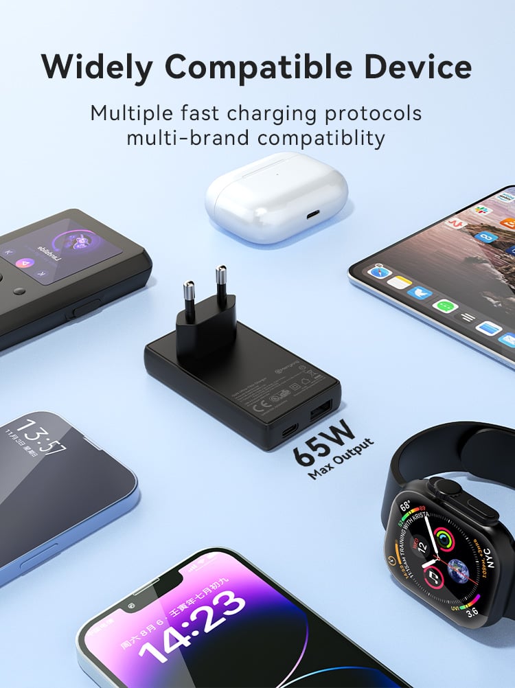 European Plug 65W GaN Ultra Thin Type C Charger