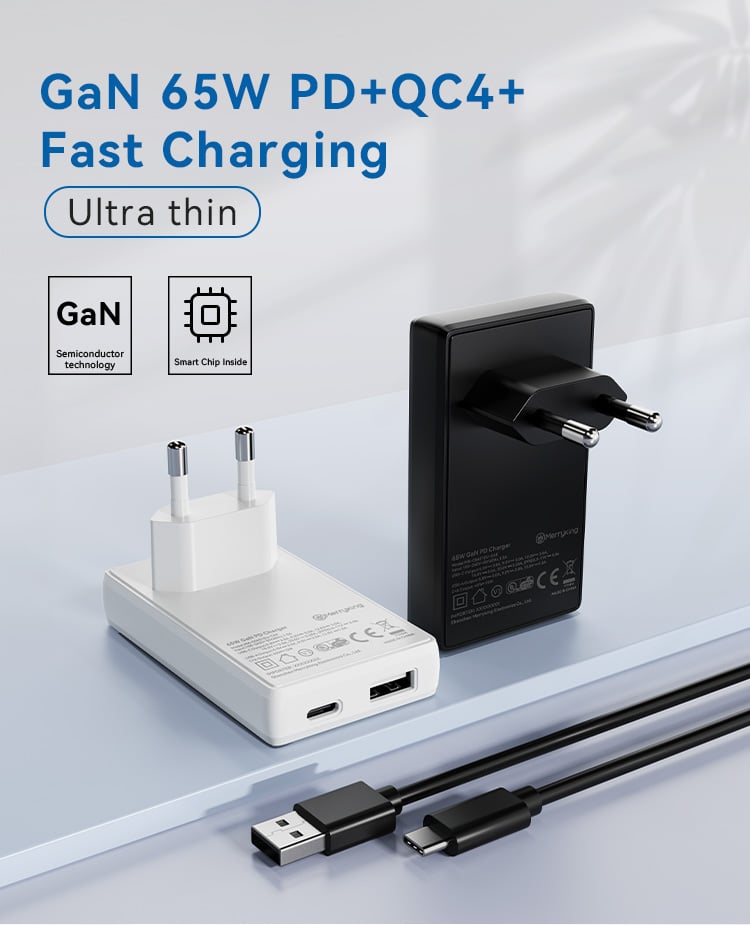 European Plug 65W GaN Ultra Thin Type C Charger
