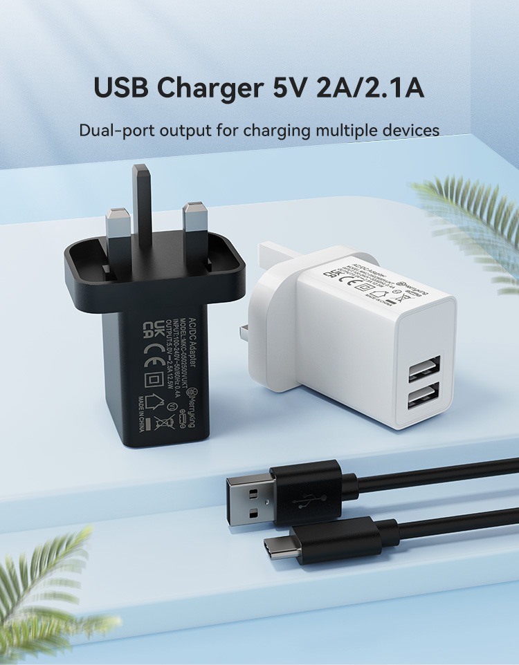 UK Plug 5V 1000mA USB A Wall Charger