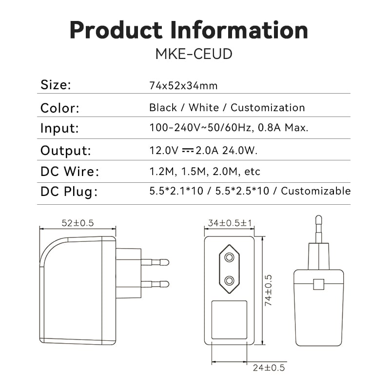 12 Volt 2 Amp tunn strömförsörjning