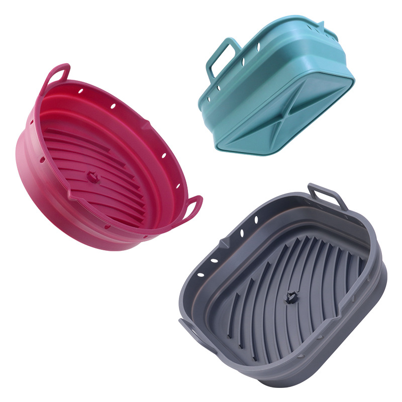 HOT Square Round silicone air fryer basket liners air fryer liners mold reusable air fryer silicone pot liner
