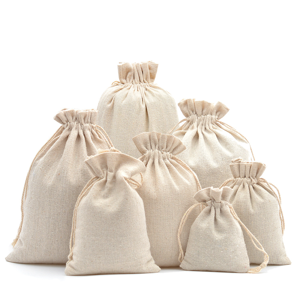  HOT Wholesale custom logo reusable linen bread bags for homemade bread linen drawstring bag 