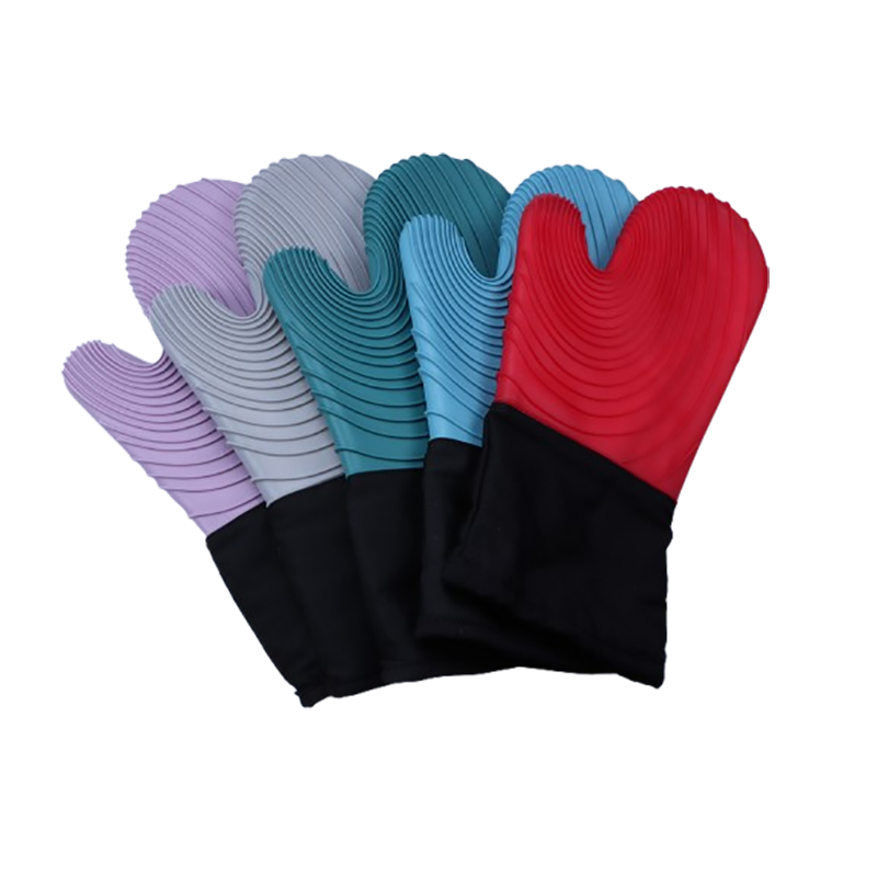 PANAS sarung tangan BBQ tahan panas double-layer silicone dan kapas sarung tangan oven untuk dapur