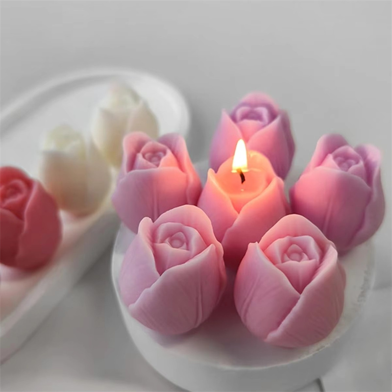 HOT 3D Tulip Romantic Atmosphere Silicone Mold for Candle Making DIY Resin Wax Soap Clay