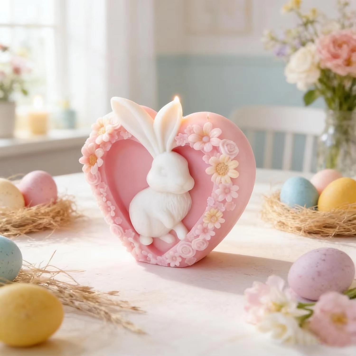 HOT Eco-Friendly Heart Bunny Silicone Mold for Soap, Candle & Resin DIY