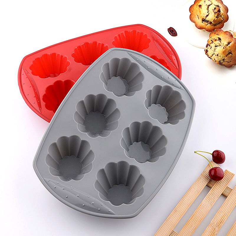 HOT 6 cavities flower shape Silicone Cupcake Baking Tray Non Stick Silicone Cake Baking Pan
