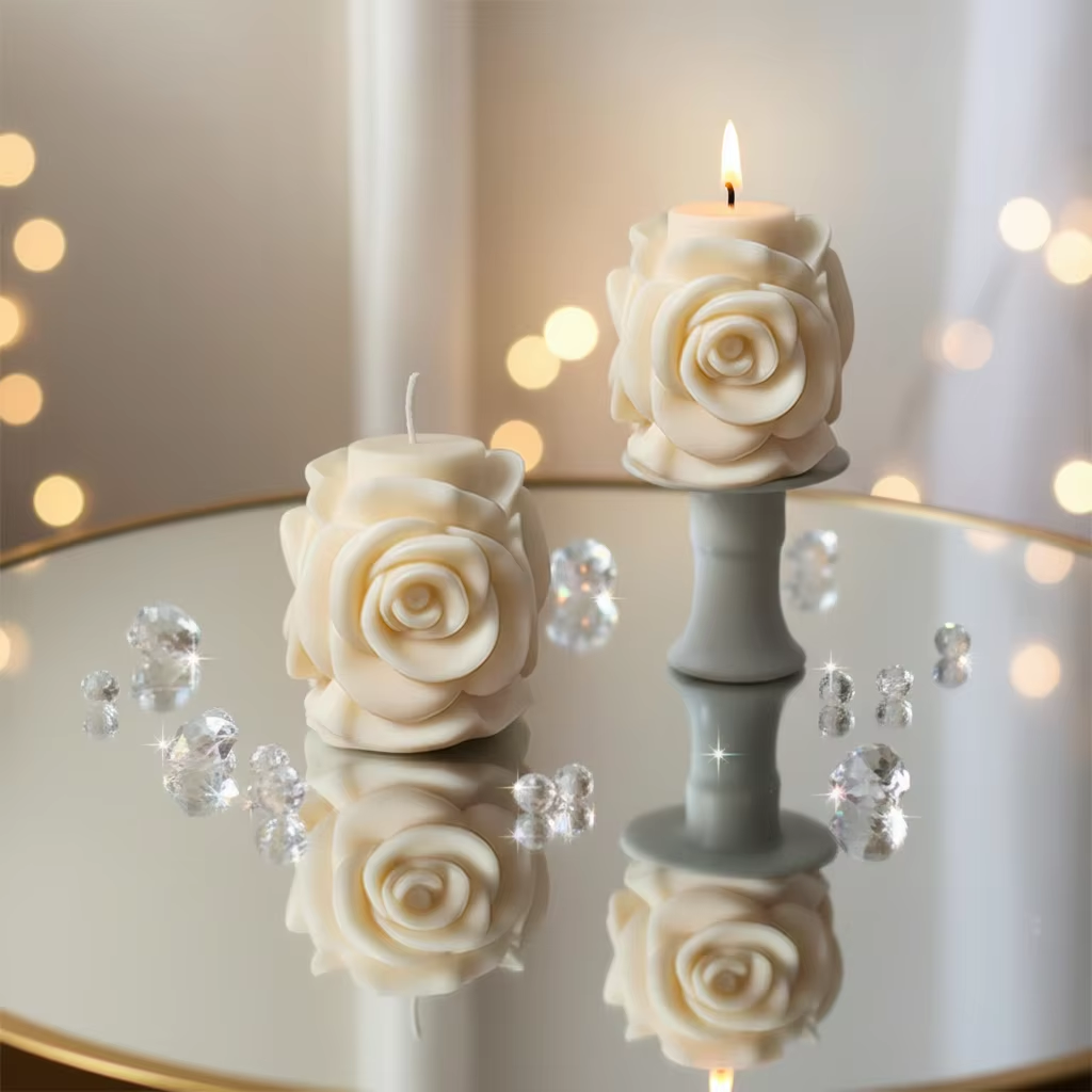 HOT 3D Flower Pillar Candle Silicone Mold  Making Soap Resin Casting Decorative Valentine's Day Mother's Day Wedding