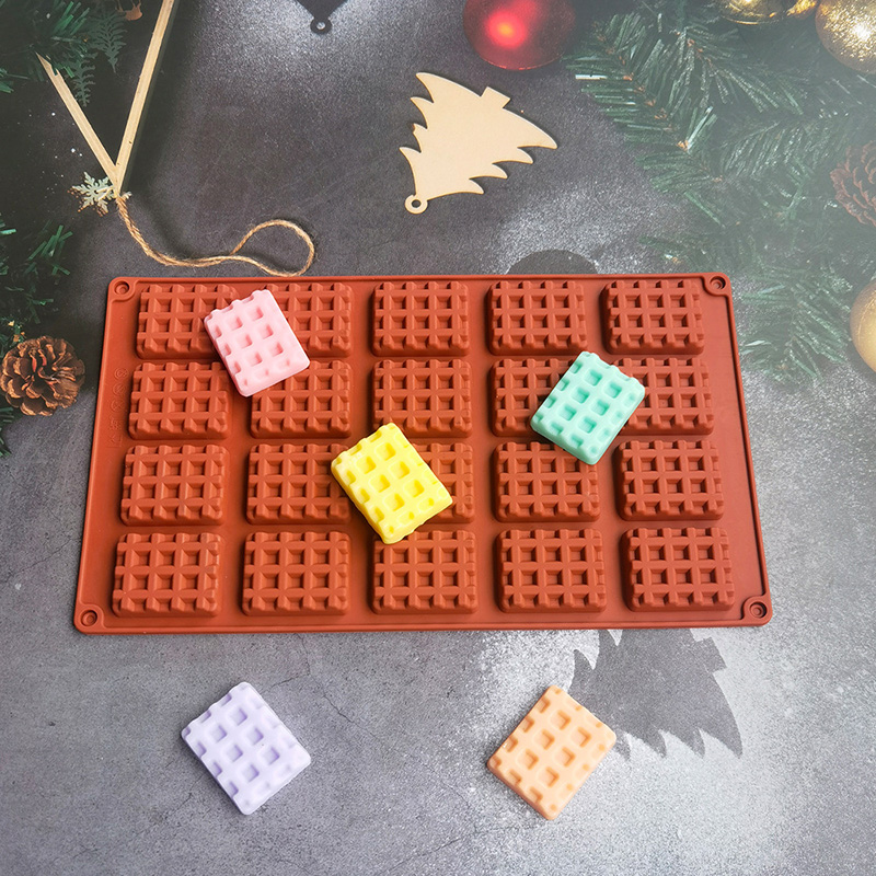 HOT 20 cavities Square Silicone Waffle Bread Baking Tray Non Stick Silicone Cake Baking Sheet