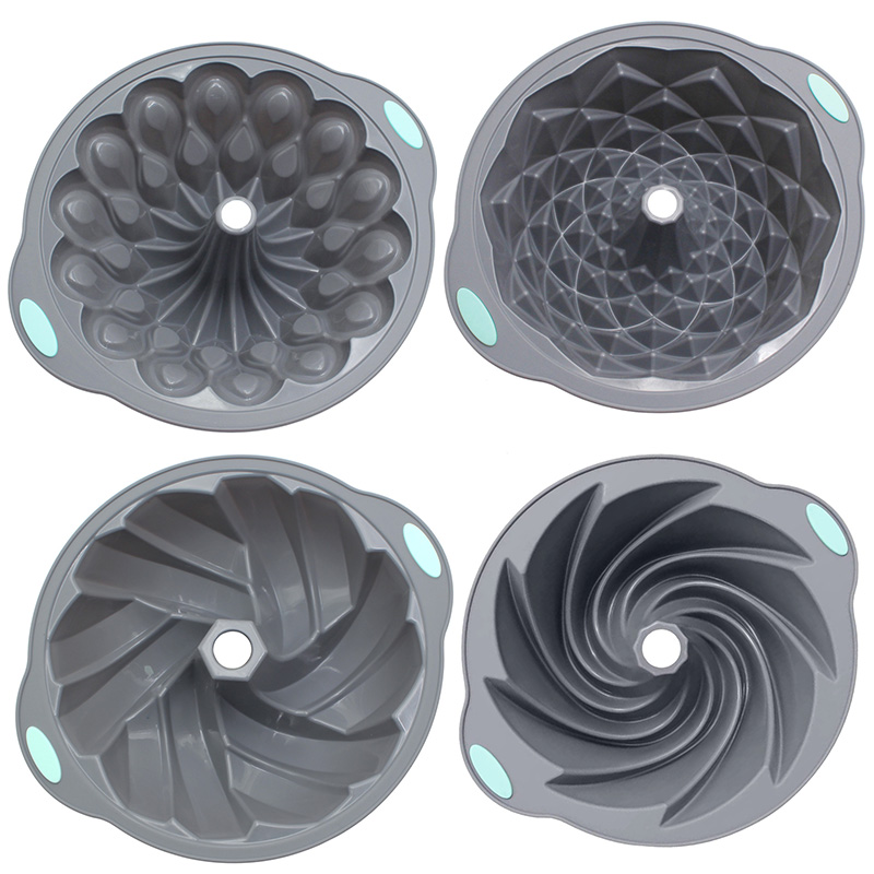 HOT Hollow Silicone Round Bird Nest Crown Cake Mold Silicone cake baking tray with anti slip handle 