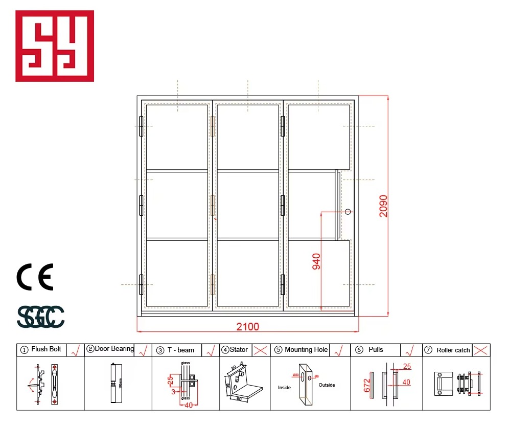 CE Certified Modern Industrial Stainless Steel Bi-Fold Doors Tempered Glass Bifolding Finish Foldable Opening for Home Use manufacture