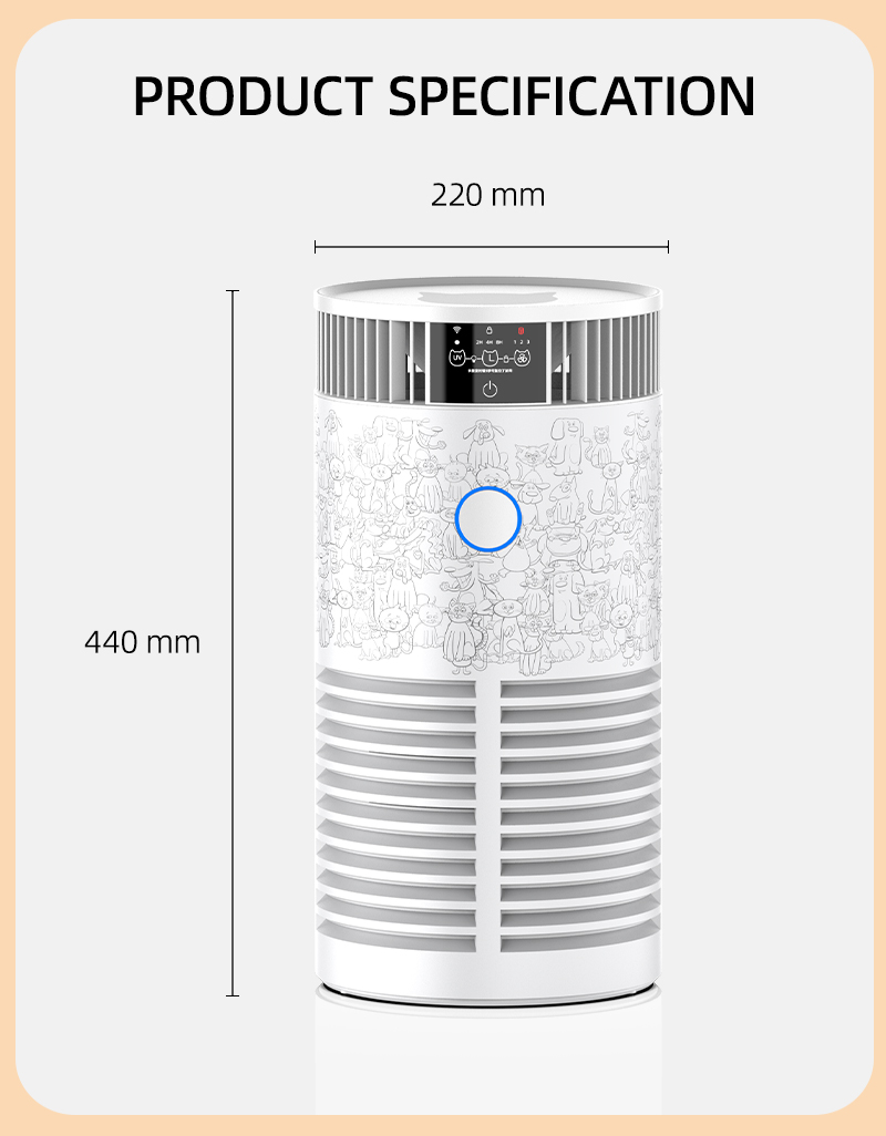 Remove Pet Hair Air Purifier with UV-C Indicator details