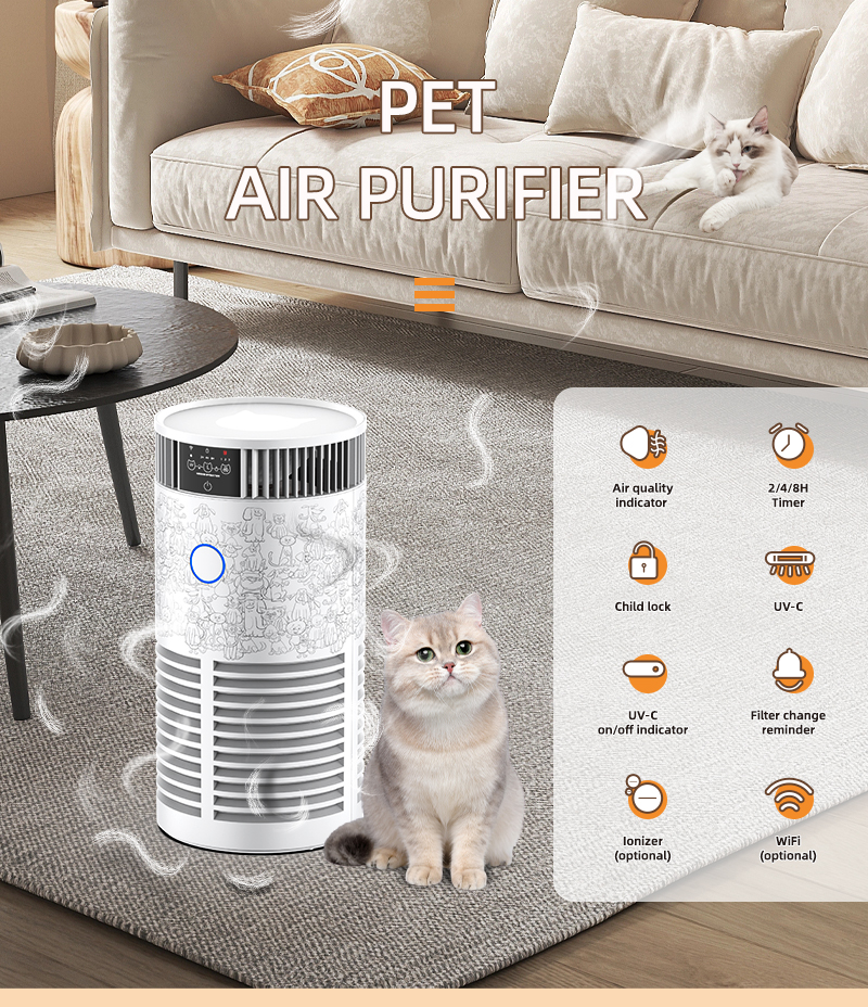 Remove Pet Hair Air Purifier with UV-C Indicator factory