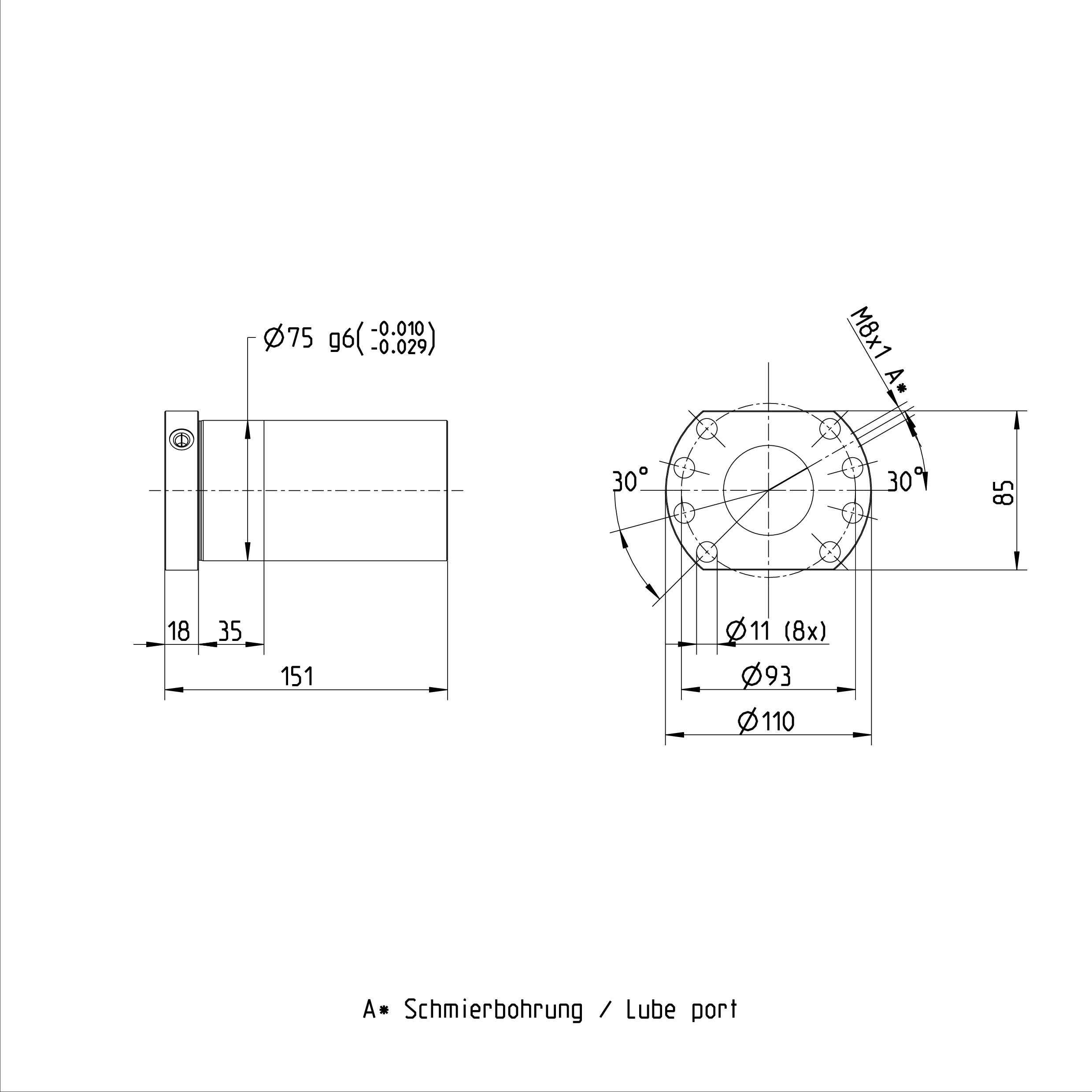 R15025A083 Rexroth Ball Nut 50 x 30R x 6.5 - 4 FEM-E-B Ball Screw Nut Standard Type factory