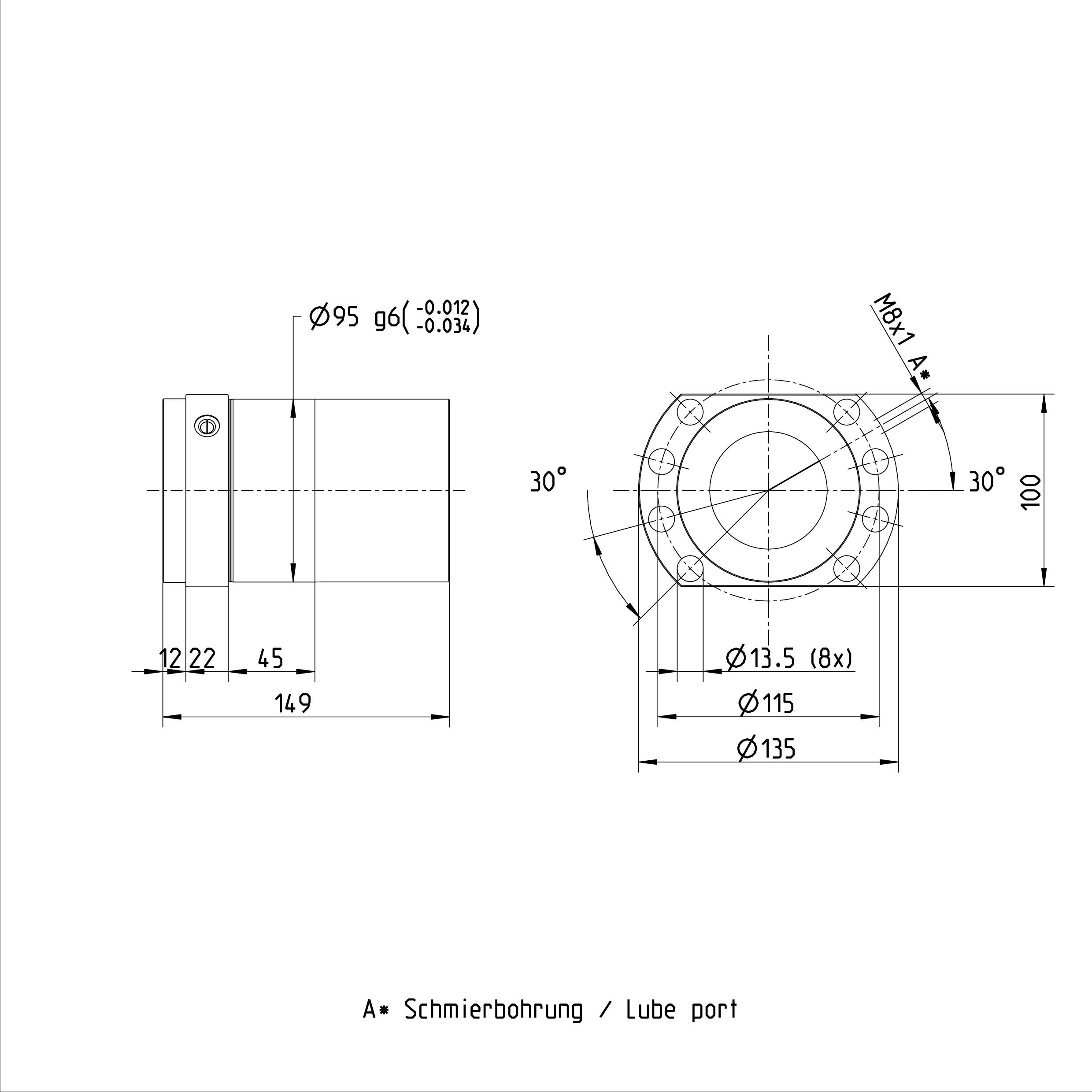 R151269032 63 x 40 R x 6.5 - 6 REXROTH Ball Screw Nut Flange Type factory