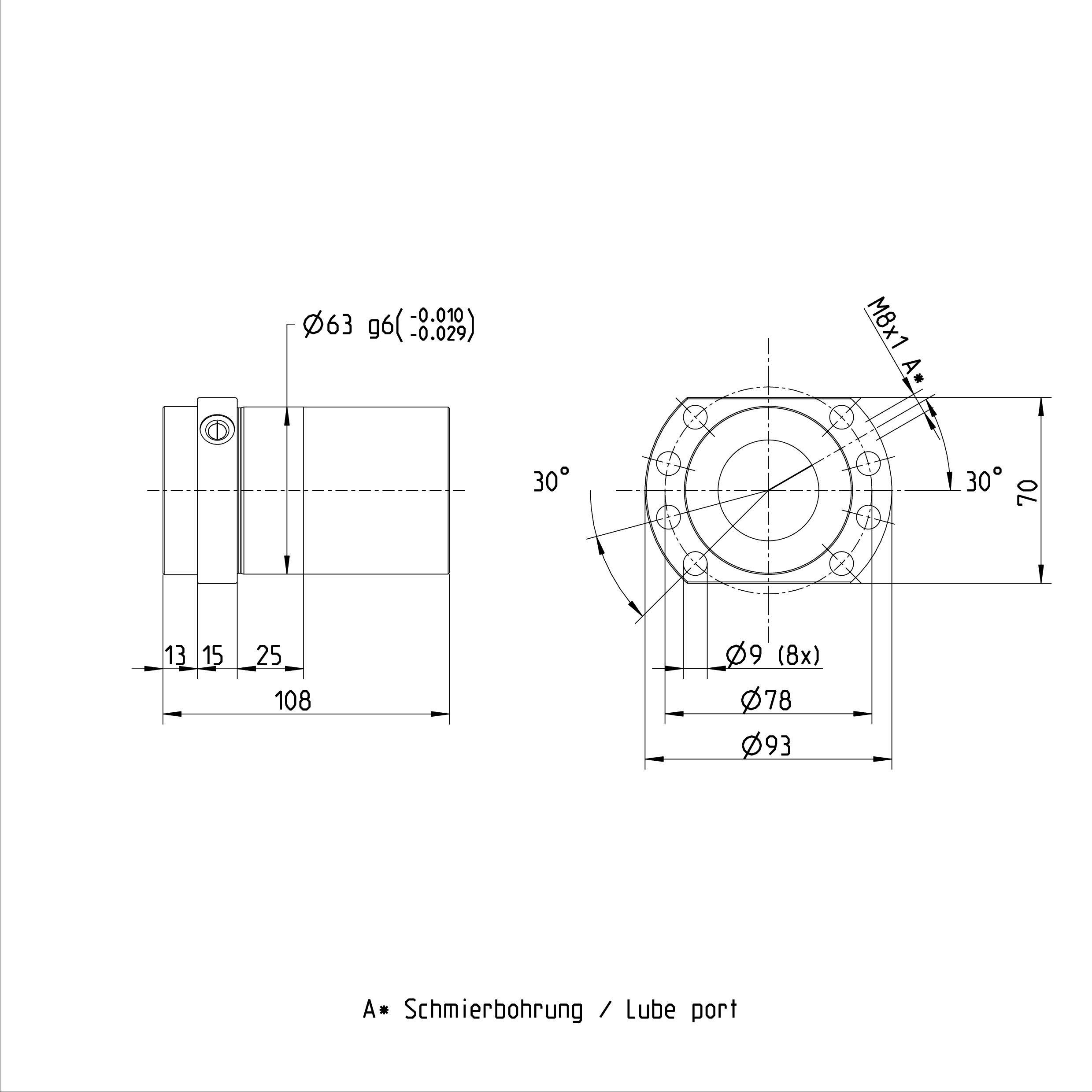 FED-E-B 40 x 20 R x 6 - 8 R151247032 Ball Nut 20mm Lead Ball Screw factory