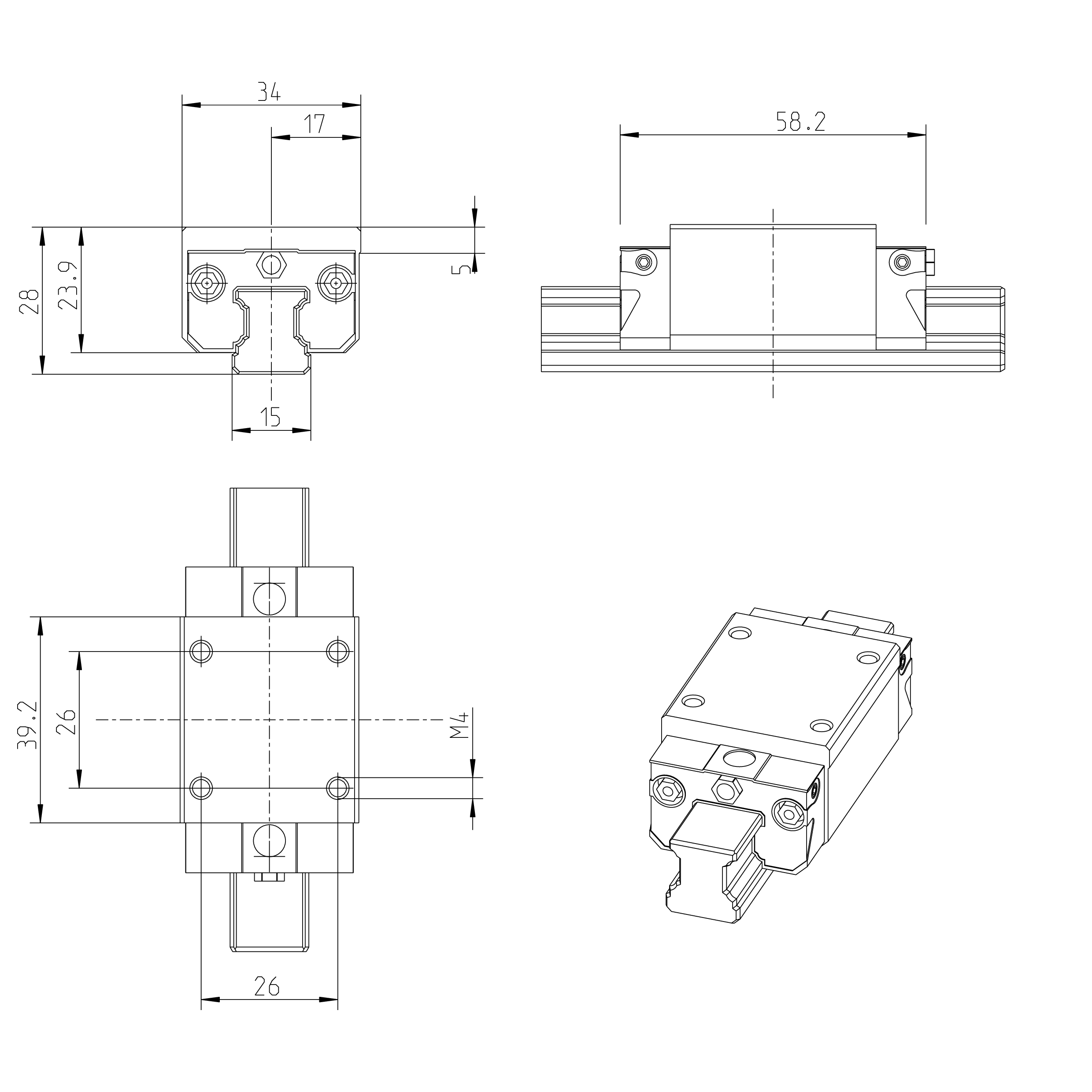 R162111822 Ball Slider 35mm Dimension, C1 Preload, N Precision REXROTH Block manufacture