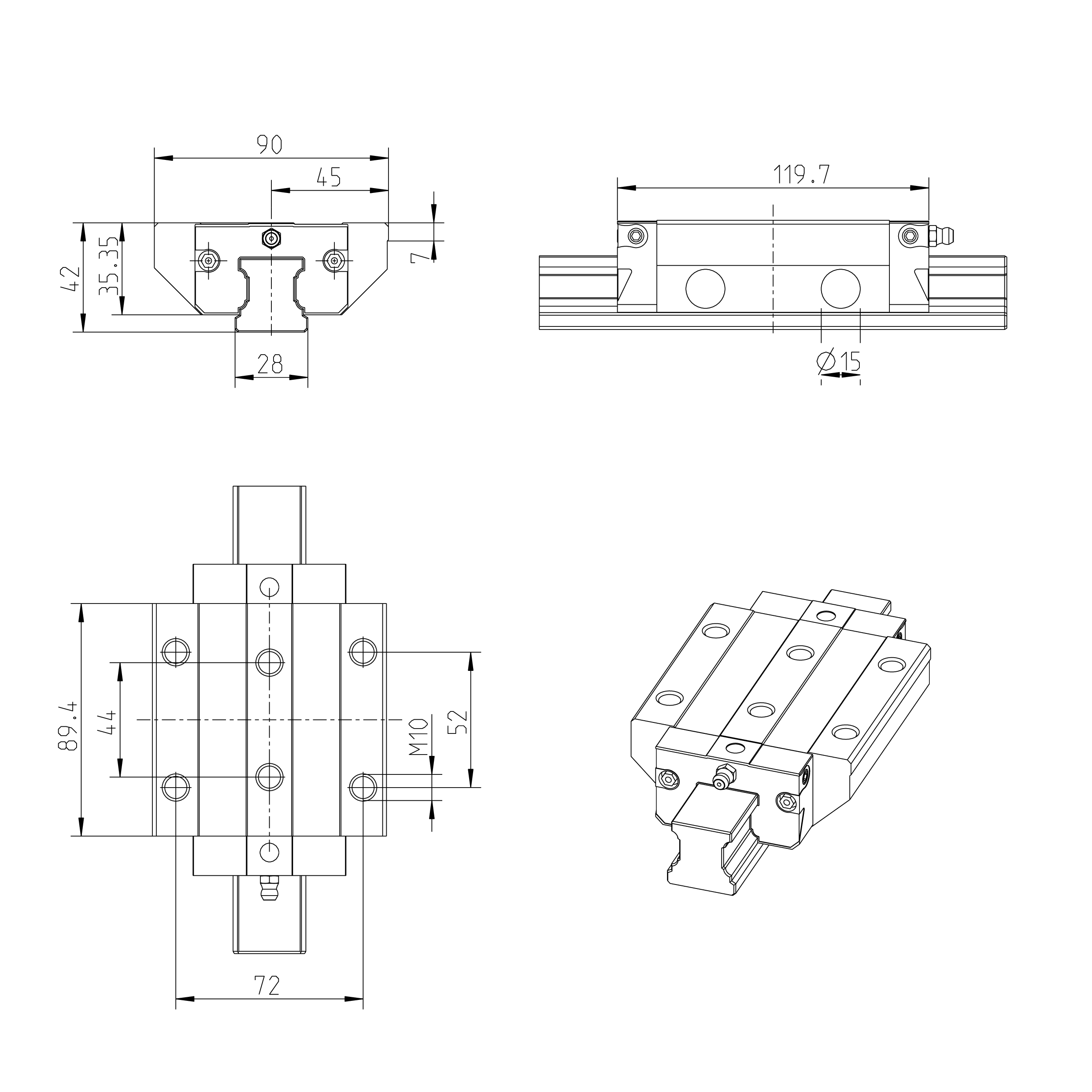 R165373922 Rexroth slider R1653 for machining centers KWD-030-FLS-C3-U-1 manufacture